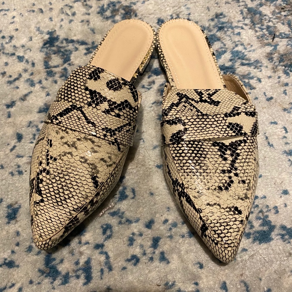 Snakeskin mules